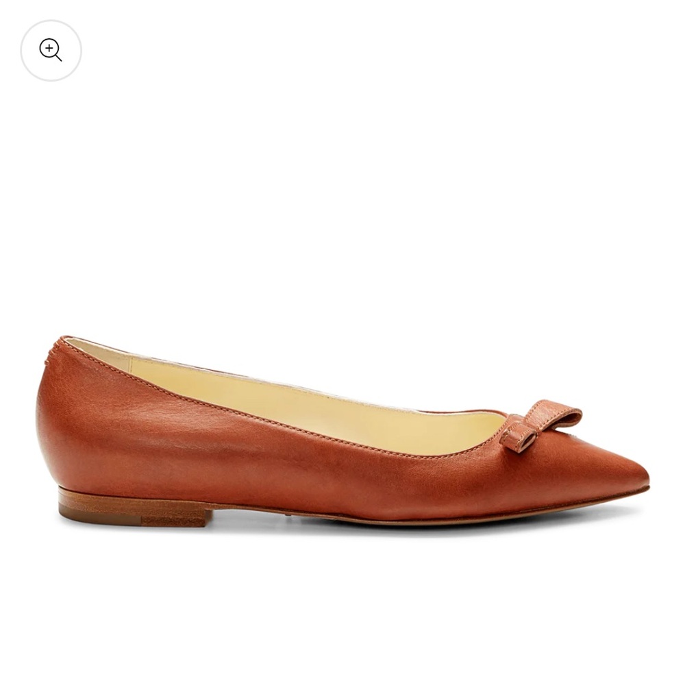 Sarah Flint Natalie Tan Leather Flats with Bow - Picture 3 of 9